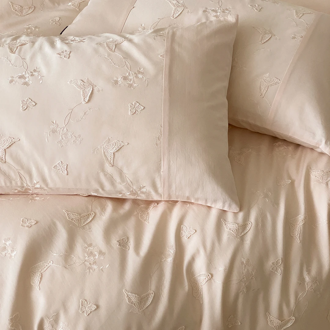 韶华蝶梦 高品质国风系列60支水洗新疆长绒棉刺绣柔软透气四件套