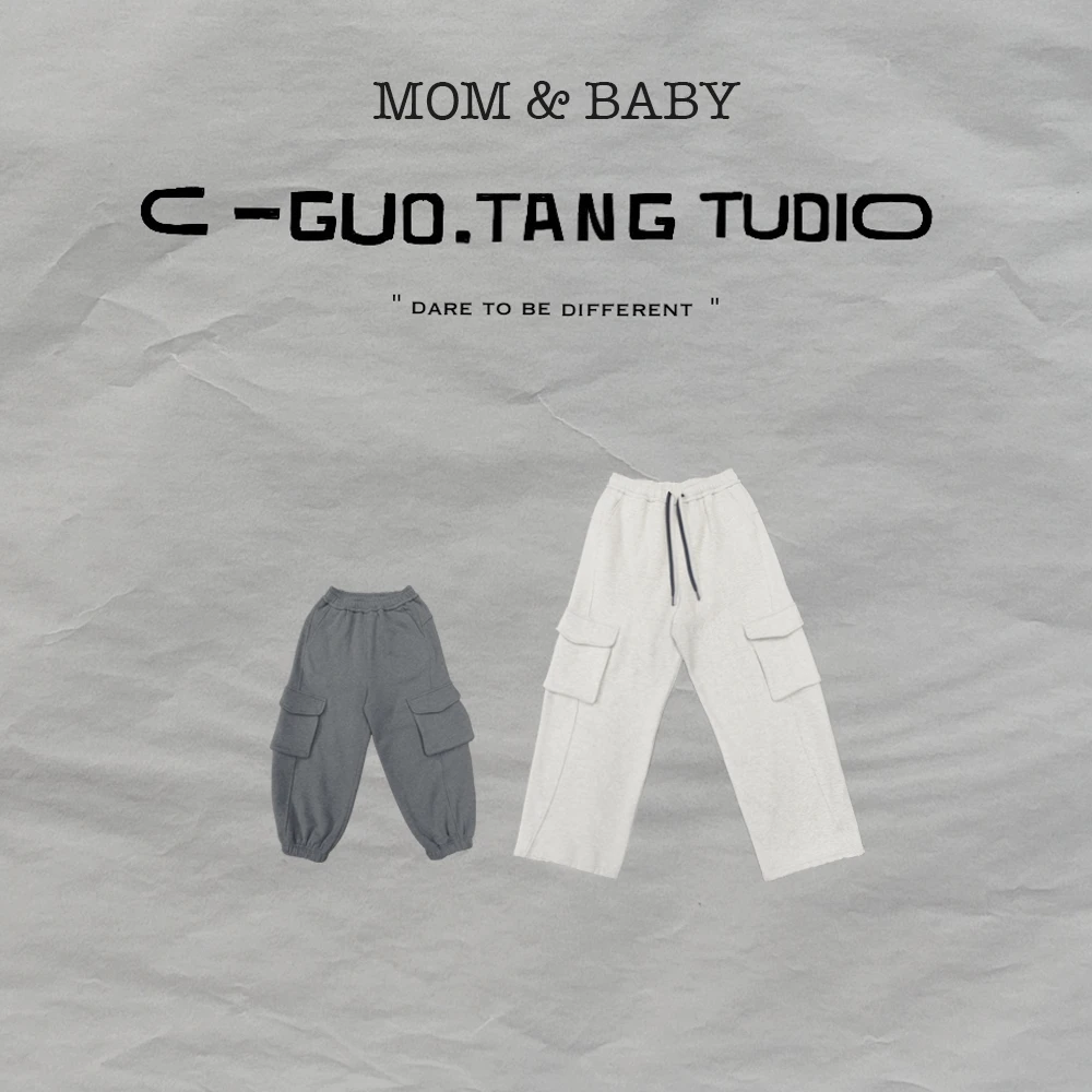 C-Guo.Tang Studio亲子加厚摇粒绒内里保暖工装裤冬季纯色口袋裤