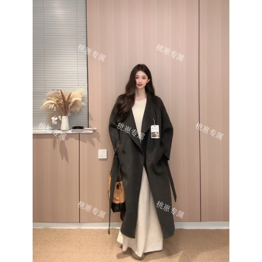 【人生大衣】插肩袖大翻领巨显瘦宽松秋冬长款羊毛大衣高奢气质网红