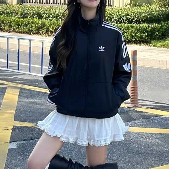 Adidas阿迪达斯~~秋季三叶草男女复古休闲百搭立领运动外套JL8396