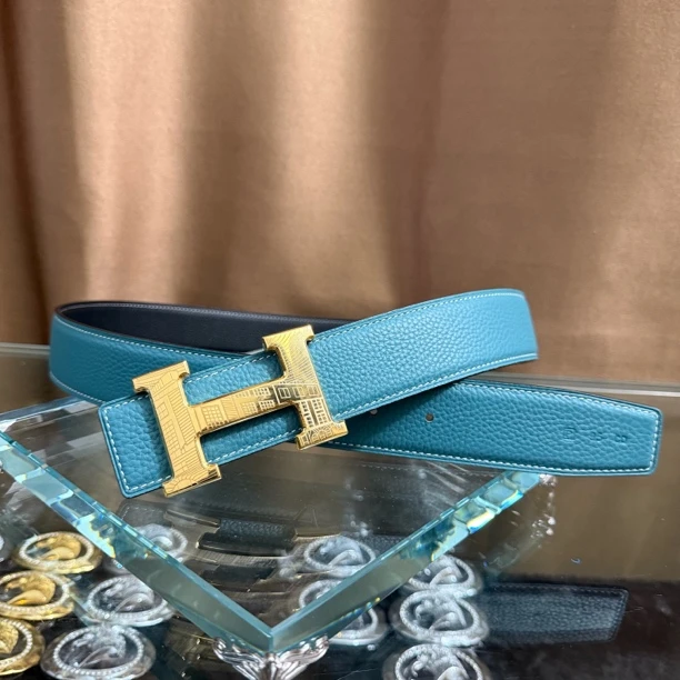 新款男女通用高档皮带休闲工字扣H扣牛皮腰带青中年商务情侣韩潮