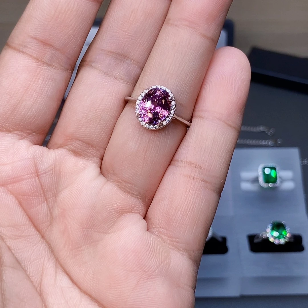 碧玺银S925镶嵌戒指