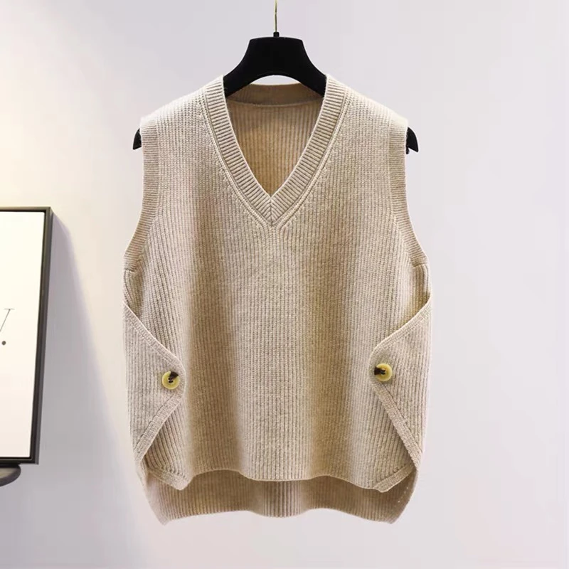 针织马甲背心宽松女士毛衣春秋外套2025秋冬新款V领时尚坎肩外穿