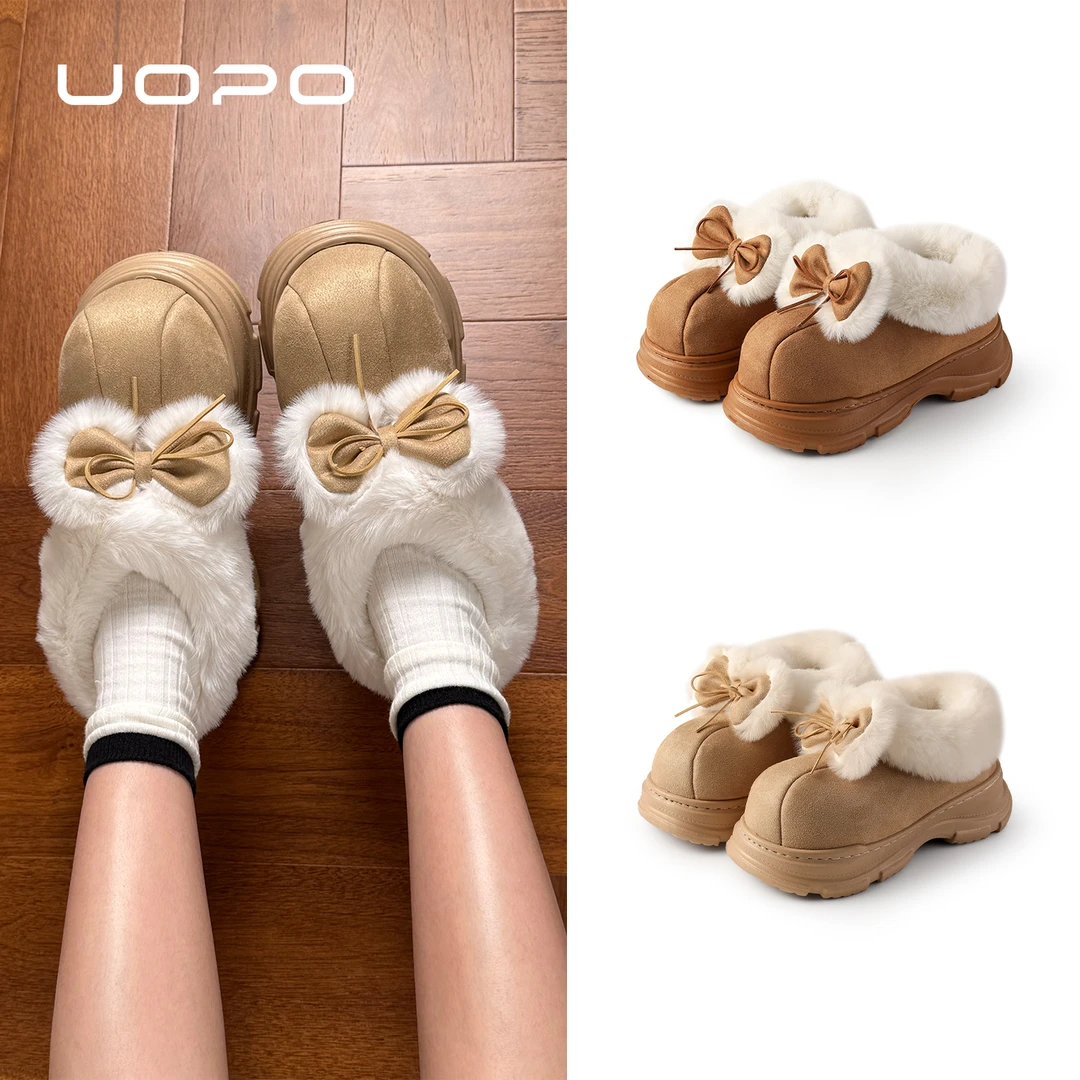 【断码捡漏】新款冬季雪地靴时尚蝴蝶结女款加绒加厚防滑厚底棉鞋