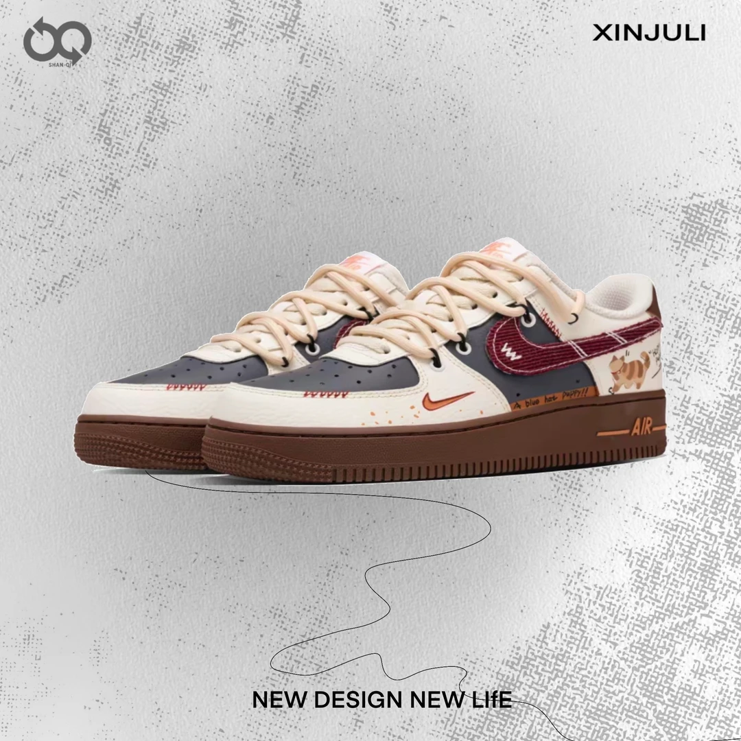 NIKE/耐克【定制球鞋】NikeAirForce1 猫趣 小众撞色 文艺复古