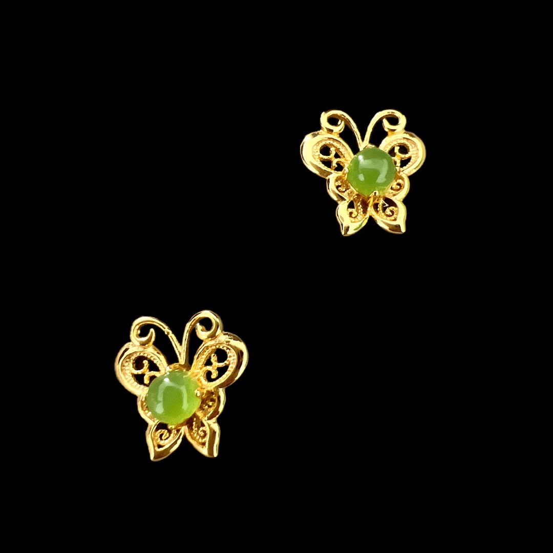 F4518和田玉耳钉孤品