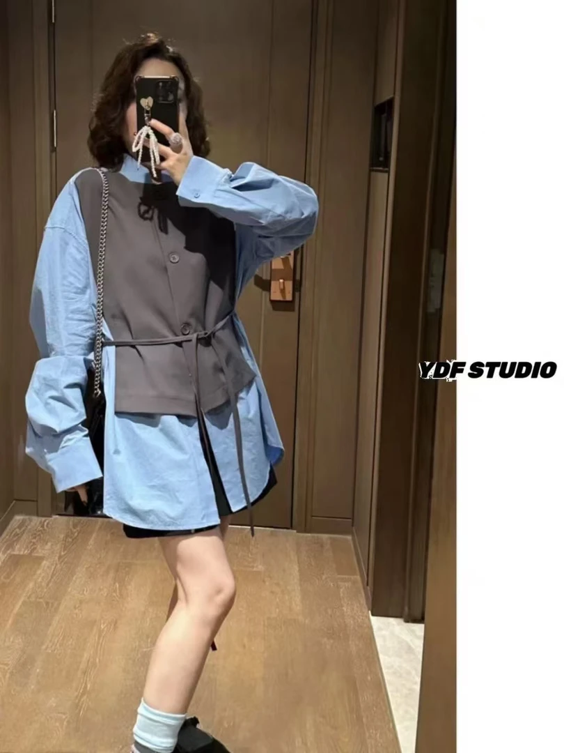 时尚拼接假两件连衣裙宽松显瘦法式通勤女款