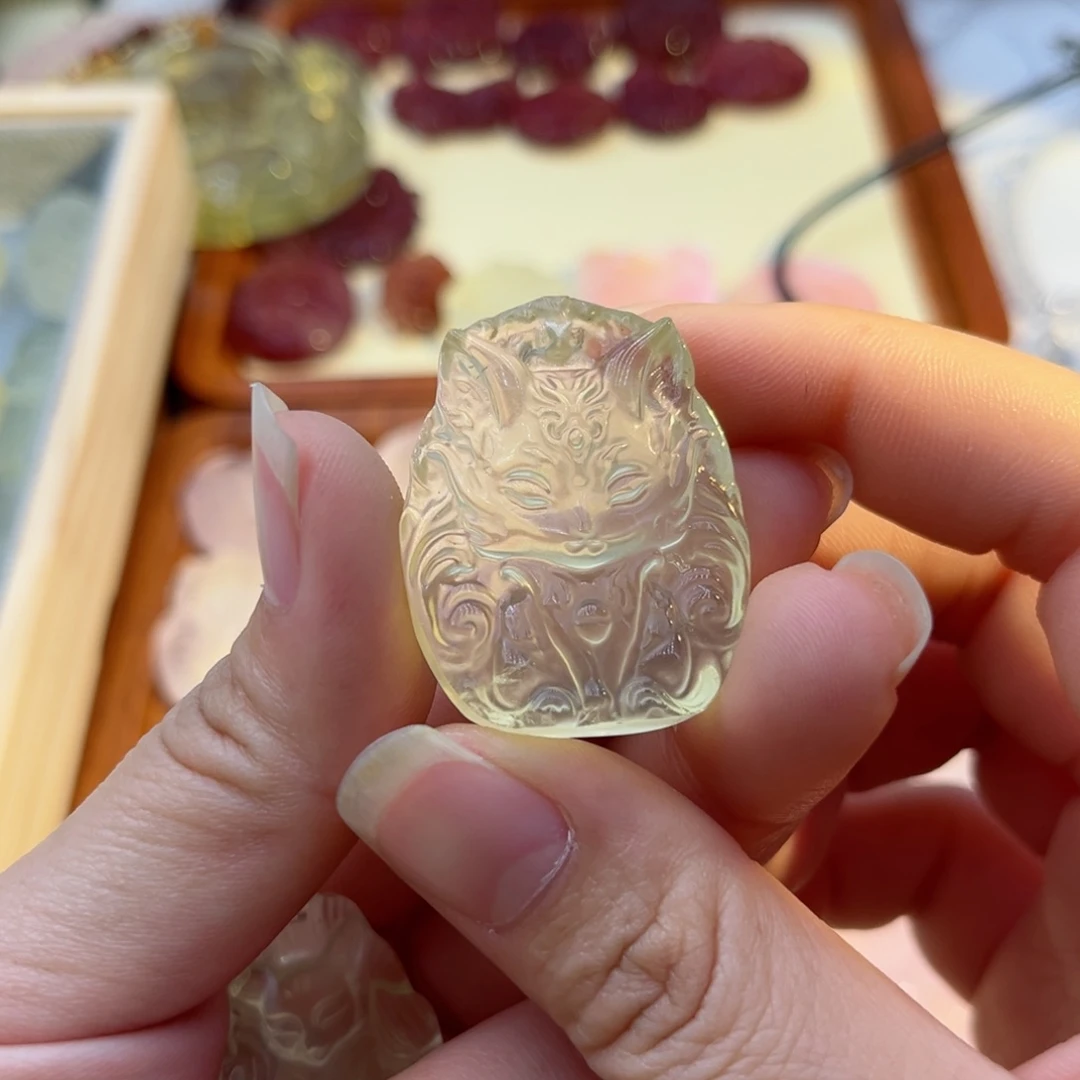 水晶颈饰银S925镶嵌黄水大耳朵灵狐83