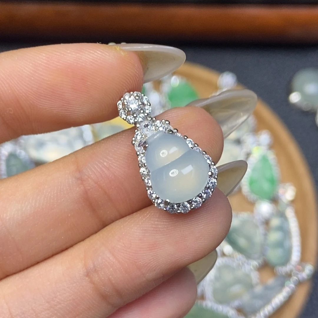 翡翠银S925镶嵌吊坠(不含链)葫芦吊坠