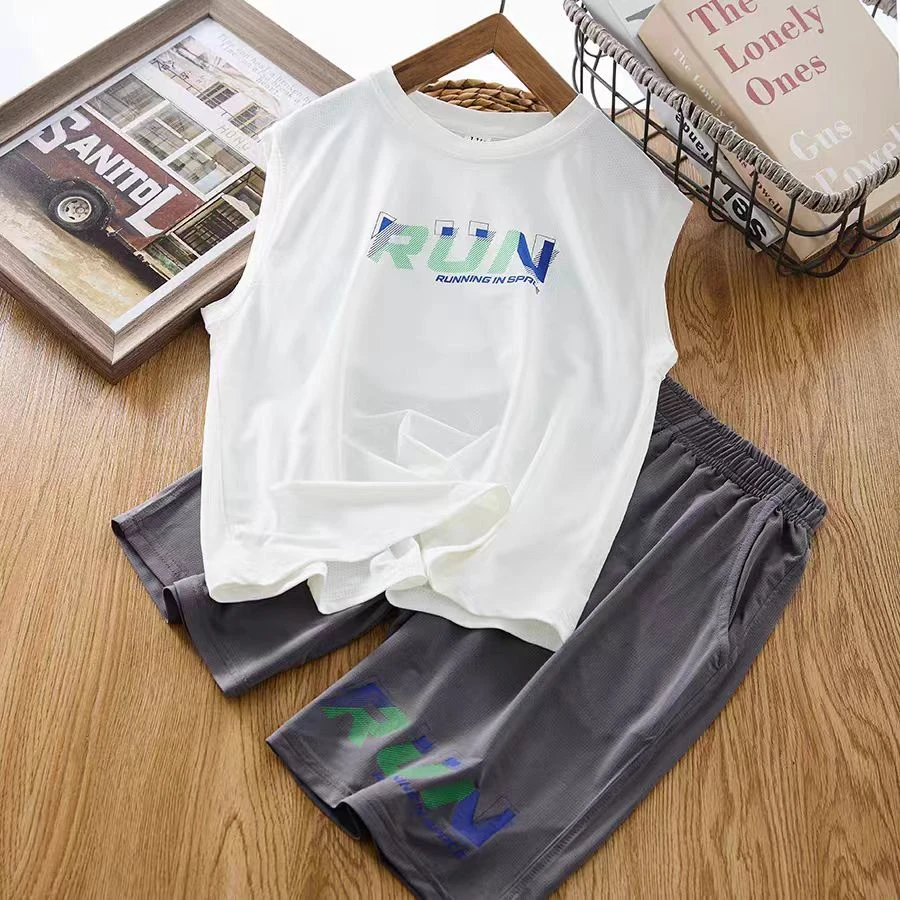 夏装新款套装2025时髦帅气儿童速干背心短裤运动两件套9330