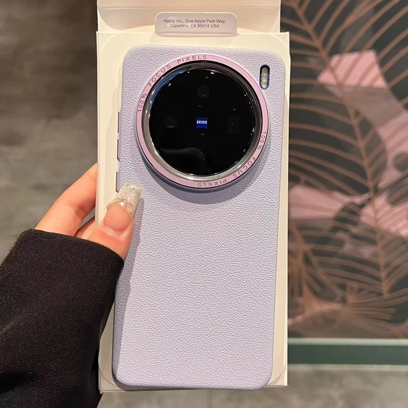 适用vivox200手机壳磨砂防指纹荔枝纹vivox200pro金属镜框硬壳