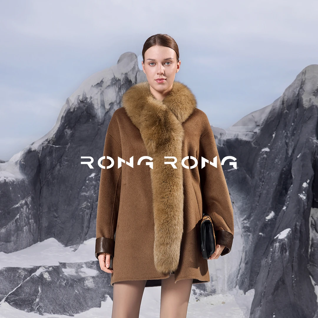 溶溶【高奢限定款】RONGRONG 100绵羊毛狐狸毛领双面大衣25505