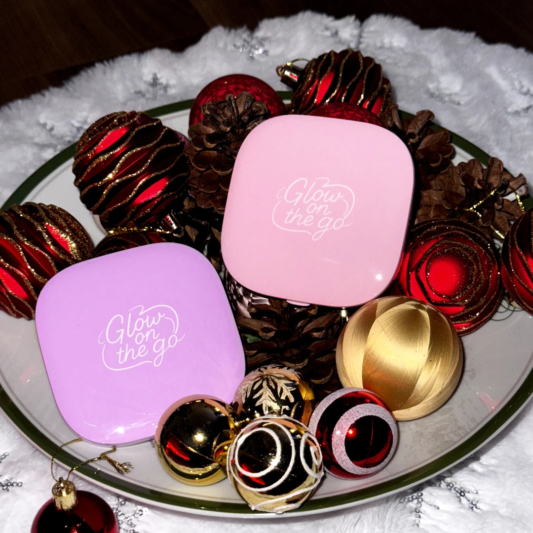 便携化妆镜3倍放大LED三色光源无极调节Type-C充电适合送礼/旅行