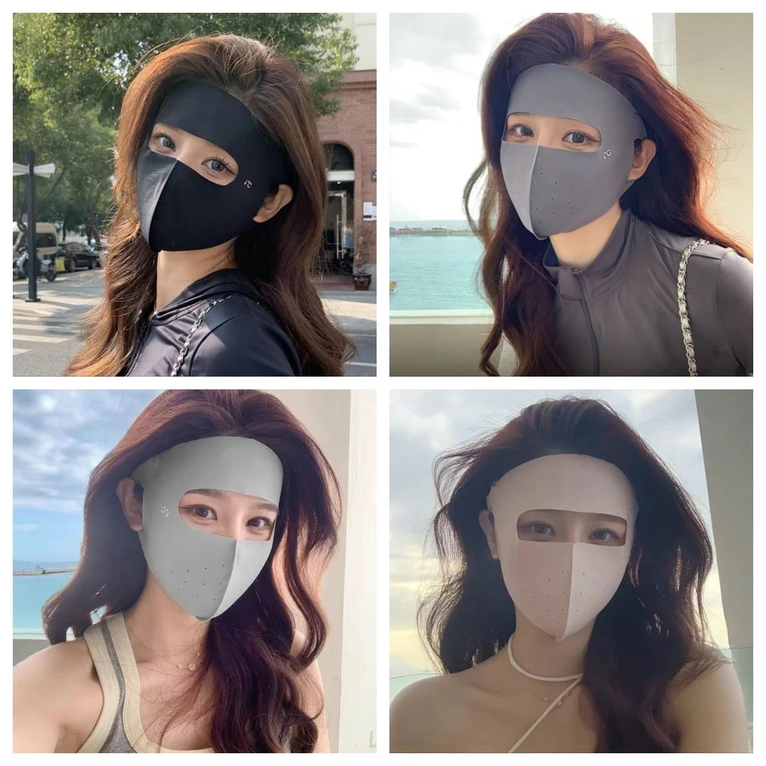 网红新款防晒面罩玻尿酸款脸基尼轻薄女遮阳防紫外线全脸防护透气