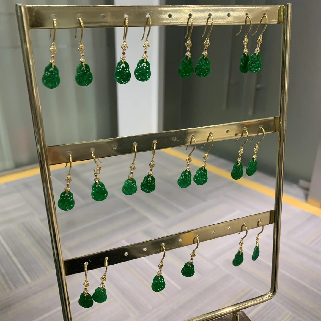 【云上叙】 14 QJD11000067 18K金镶翡翠葫芦耳钩-多样性发一