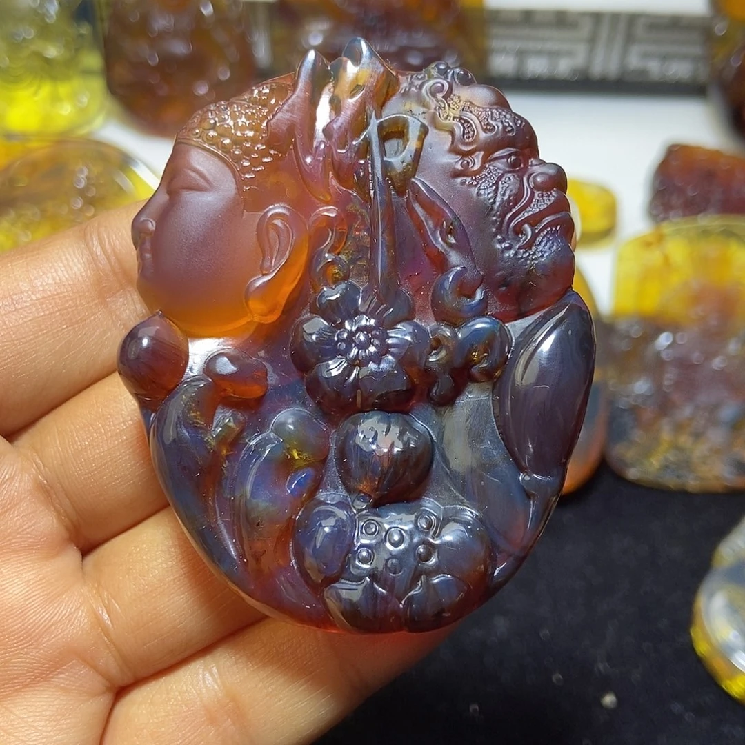 琥珀未镶嵌颈饰缅甸天然琥珀吊坠