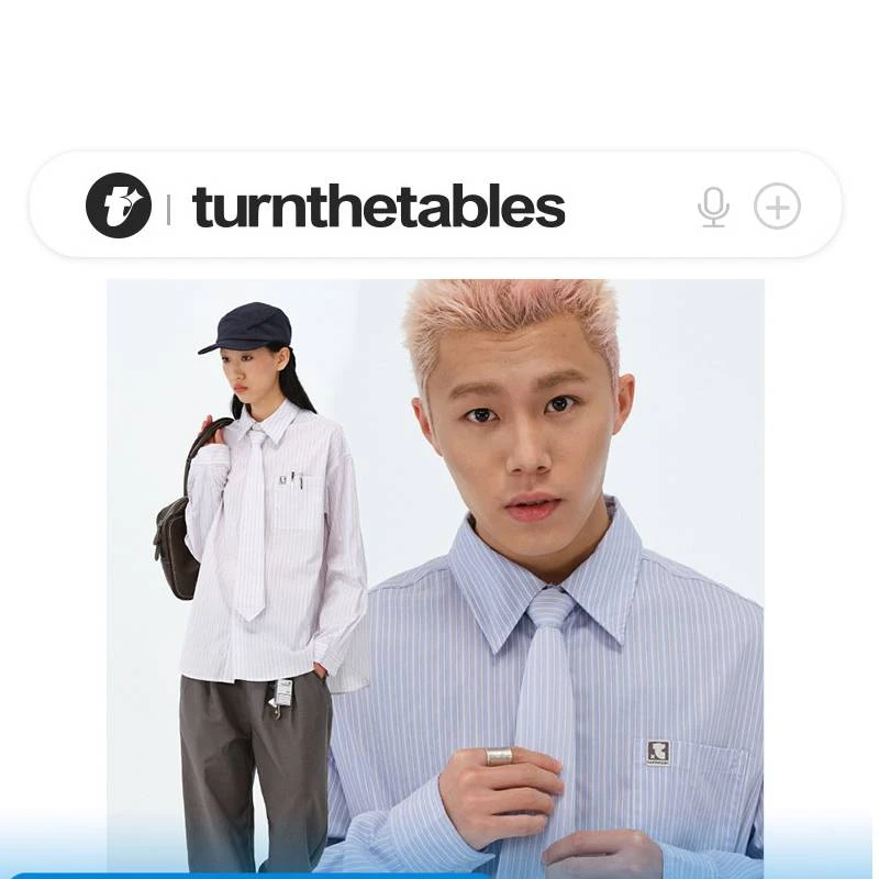 【25新品】turnthetables条纹领带长袖衬衫西裤套装