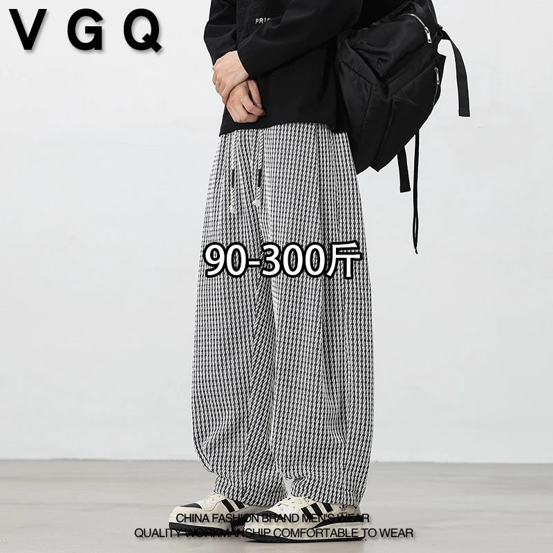VGQ男士阔腿休闲裤2025年秋季新款加肥加大宽松胖人条纹直筒裤子