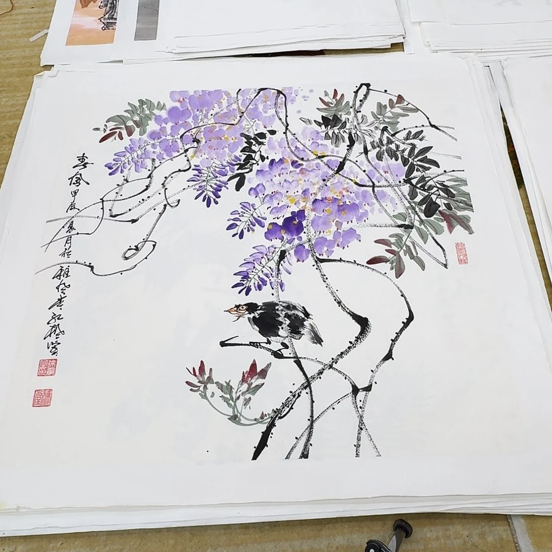 国画四尺整纸手绘作品