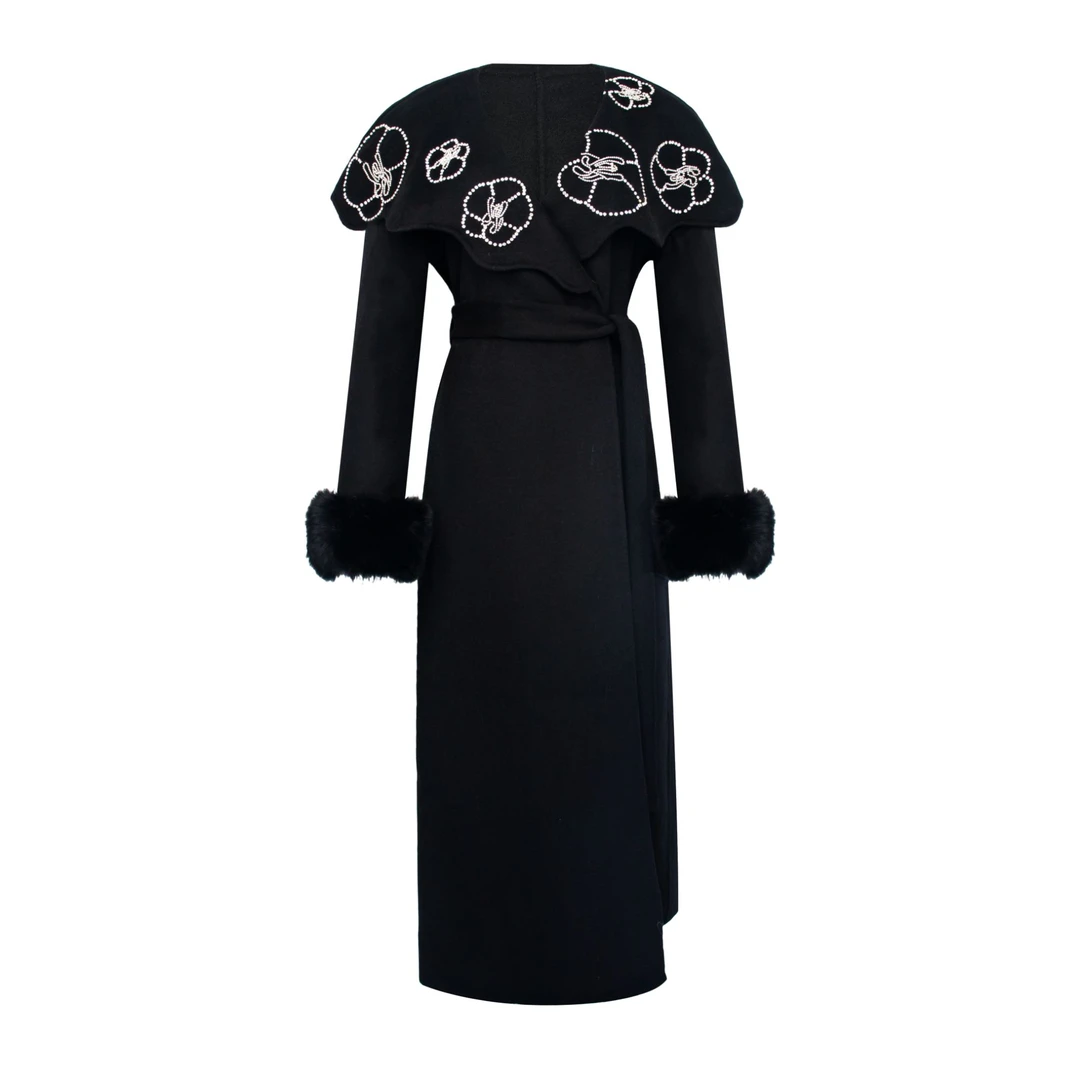 荷叶钉珠翻领大衣215-TOML25052054