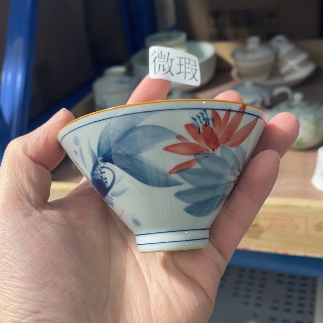 釉下手绘茶具微瑕