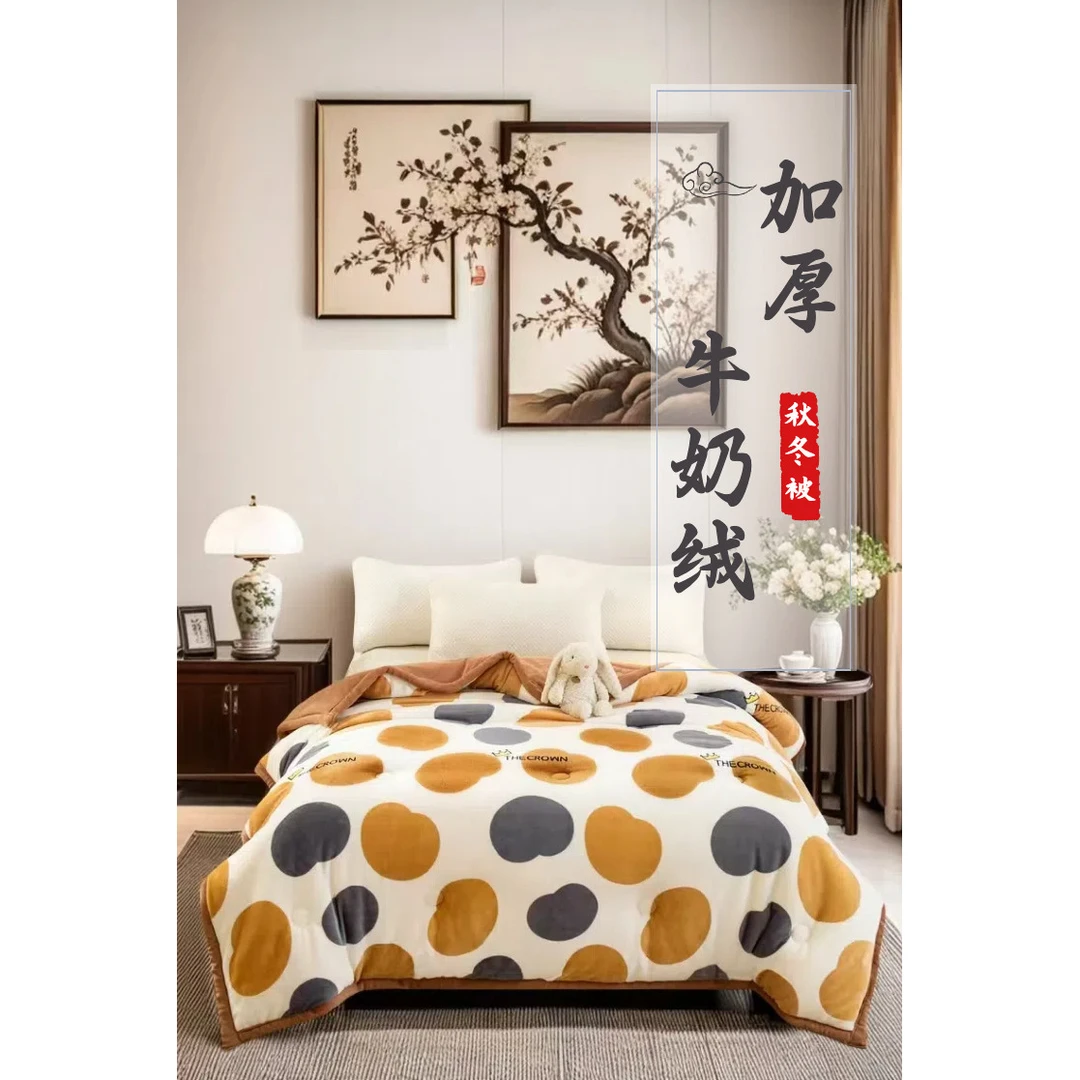 2025新款秋冬被牛奶绒被芯印花冬被双面加厚保暖牛奶绒床单被子