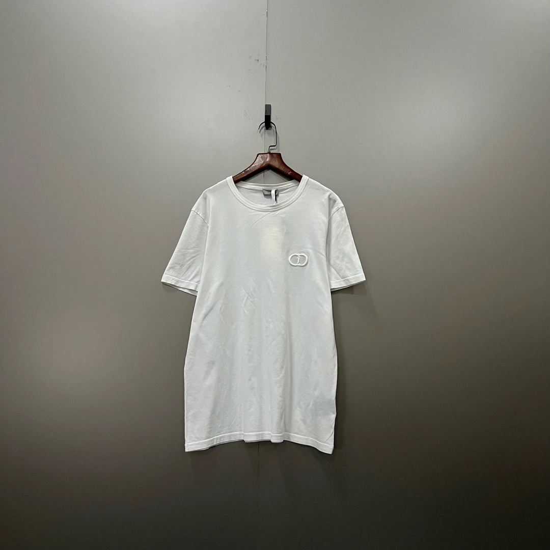99新 DIOR/迪奥 qq213白色CD刺绣logo短袖 L码