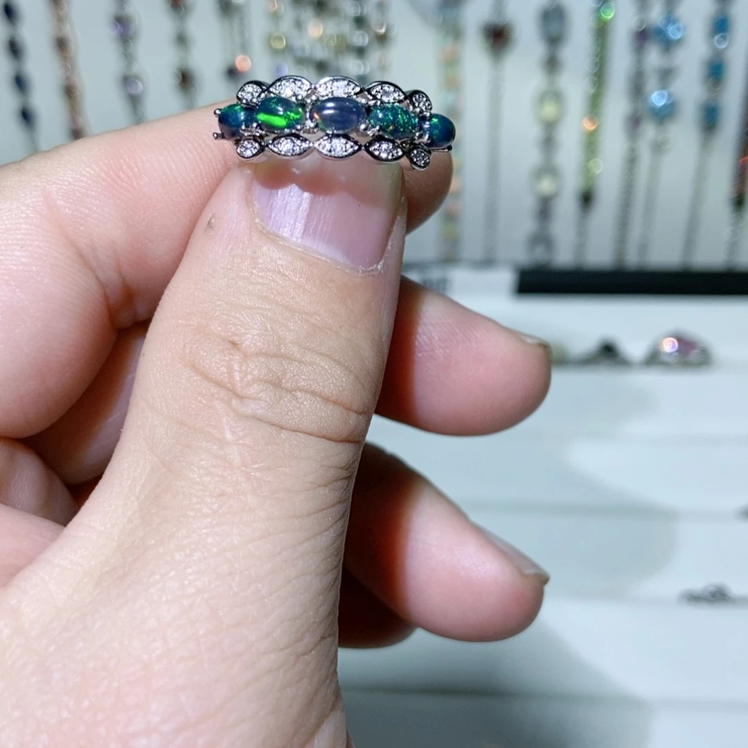 绿水晶戒指银S925镶嵌紫*