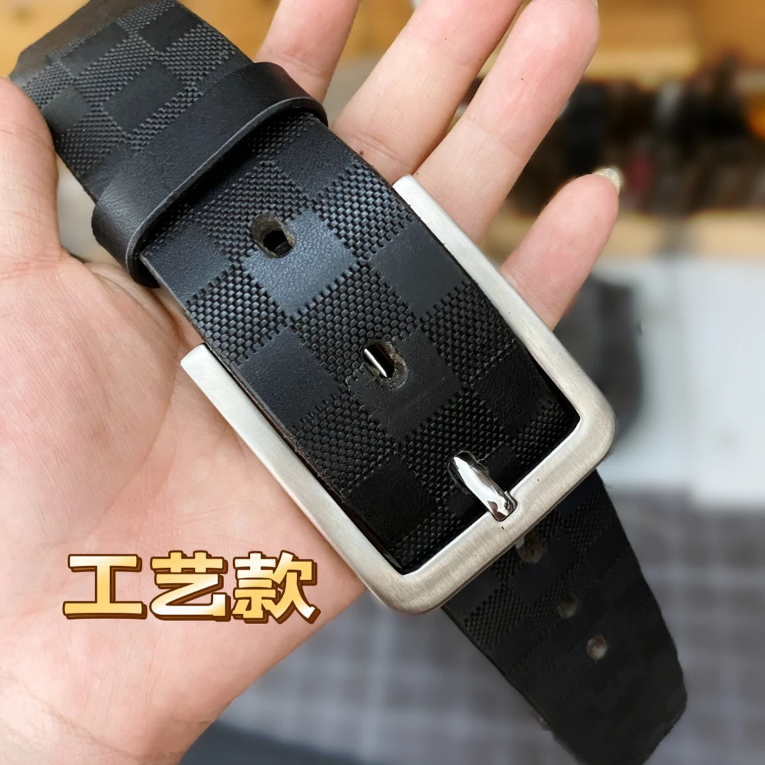 针扣外穿款不锈钢扣真牛皮腰带皮带裤腰带裤带头层牛皮男士商务款
