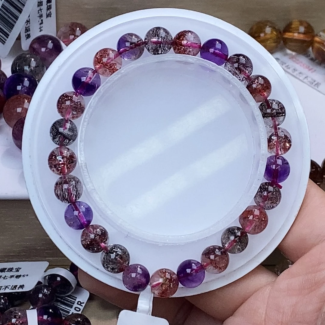 水晶手链未镶嵌黑加仑超七7mm