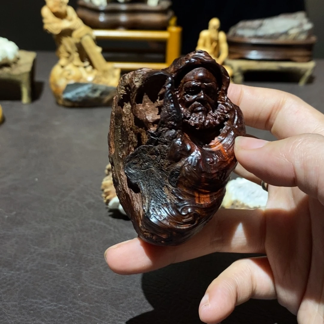 G***治檀香紫檀（小叶紫檀）手把件达摩风化