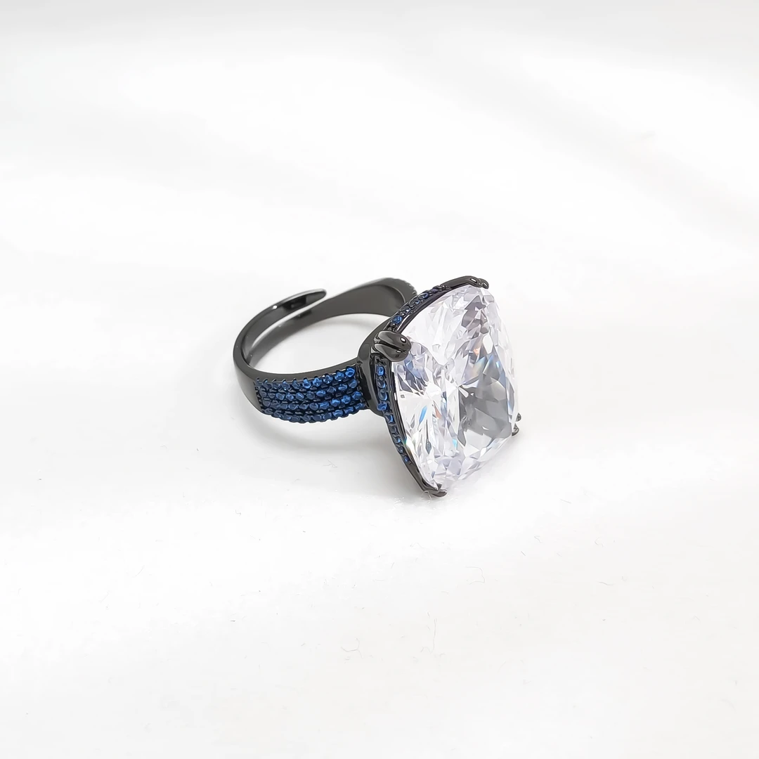 铜合金合成锆石戒指 VWHSM-009137【暗夜初雪】戒指轻奢精致