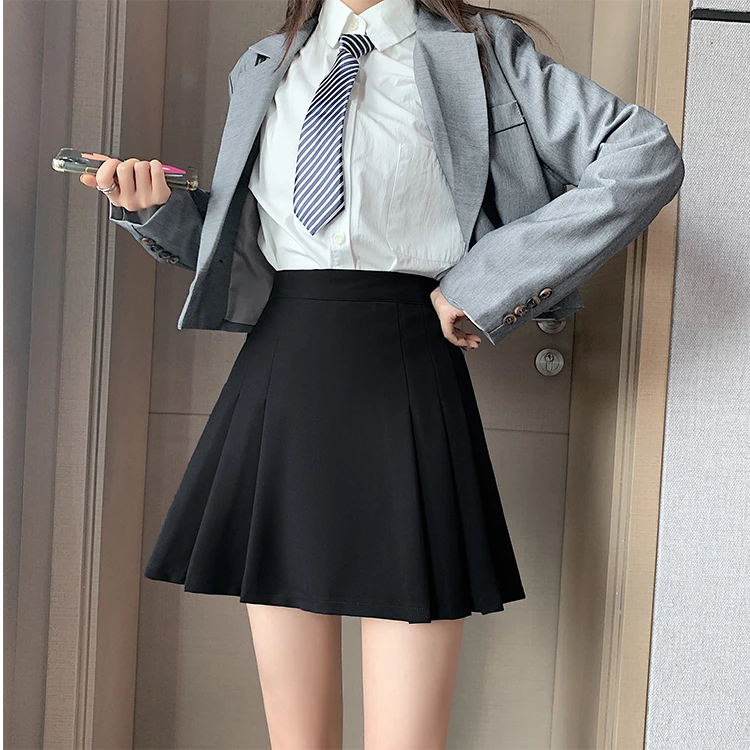 【09998】胖mm黑色半身裙女a字短裙高腰显瘦垂感包臀裙