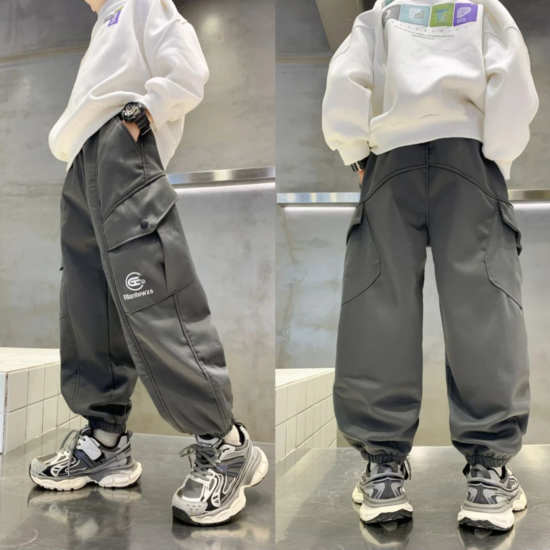 【加绒】男女童秋冬款宽松中大童儿童工装裤Lenkid-G