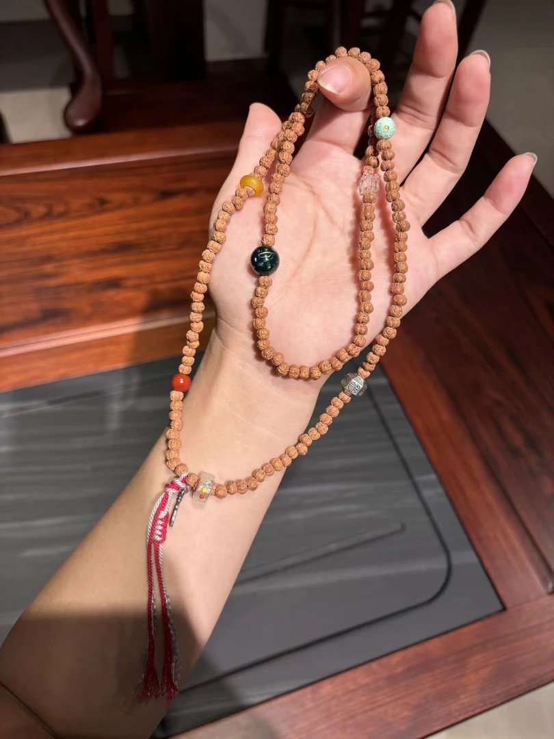 卡5-6mm五瓣爆肉金刚小佛手多圈手串脖挂链 矮桩原桩原色三日红