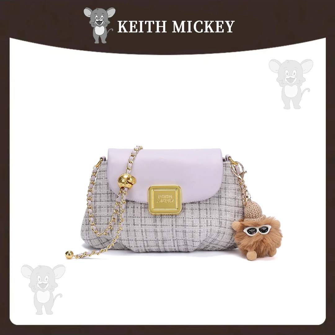 【遥哥定制】KEITHMICKEY新潮女士单肩包8582粉白