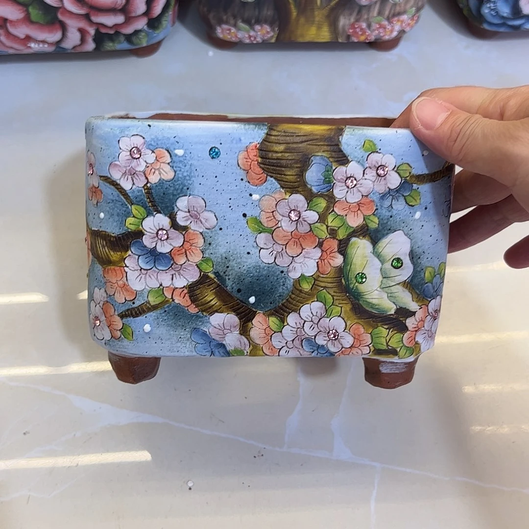 景德镇炫彩手绘景德镇陶瓷花盆