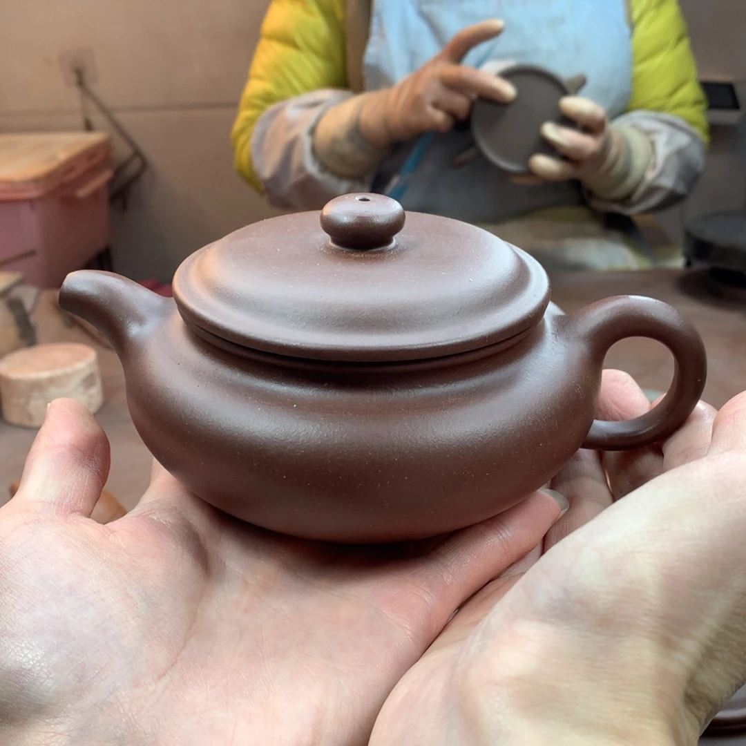 茶壶紫砂扁腹 紫泥 330cc 周宜君