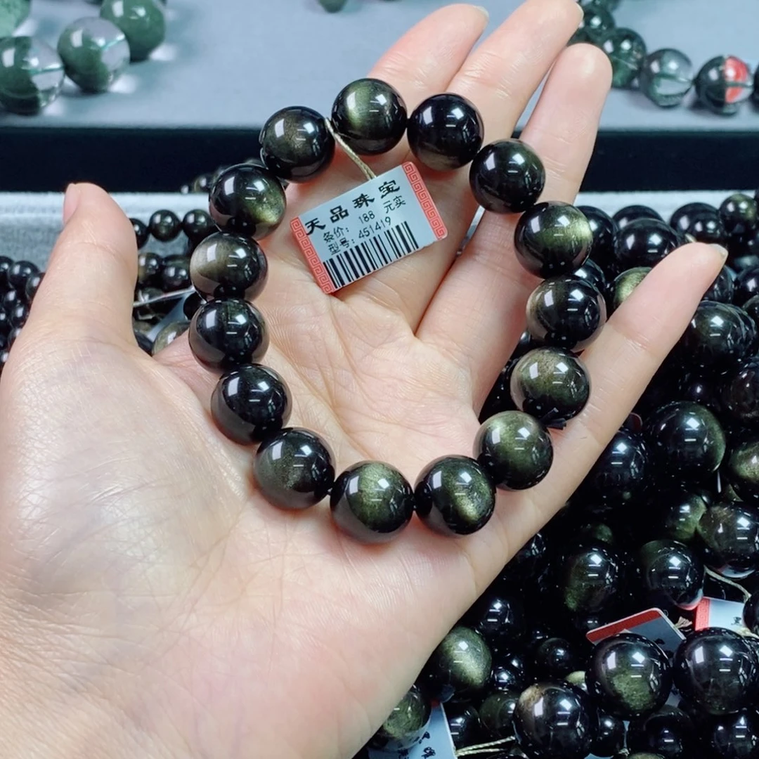 黑曜岩未镶嵌手链旮*黑曜石451419