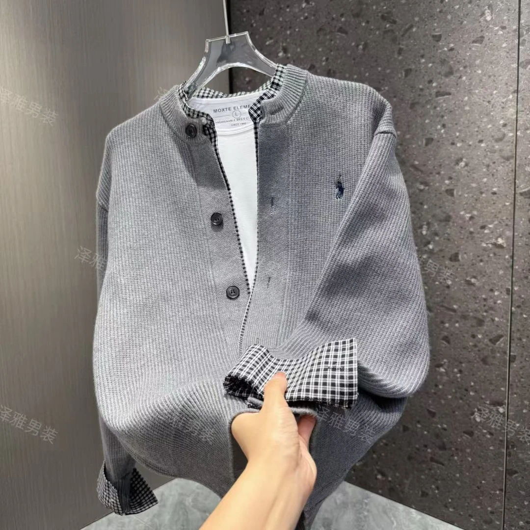 秋季新款针织男士简约纯色编织毛衣开衫外套8116