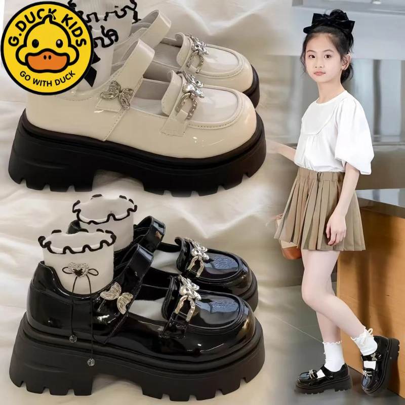 小黄鸭女童皮鞋2025新款儿童公主女孩洋气软底英伦风演出舞蹈单鞋