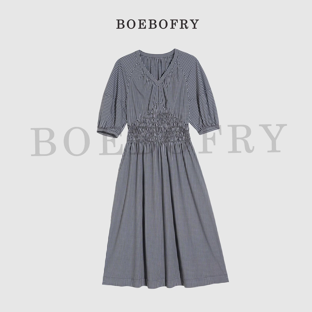 BOEBOFRY<黑白格调>法式气质南油轻奢欧若风宽松连衣裙BE2L0947