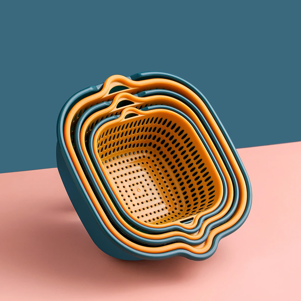 沥水篮菜篮水果盘洗水果客厅双层镂空六件套厨房洗菜盆多功能家用