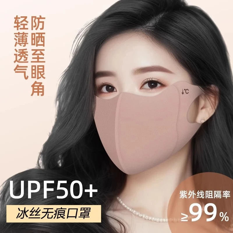 防晒口罩女高颜值夏季防紫外线冰丝护眼角3d立体遮阳面罩无痕透气