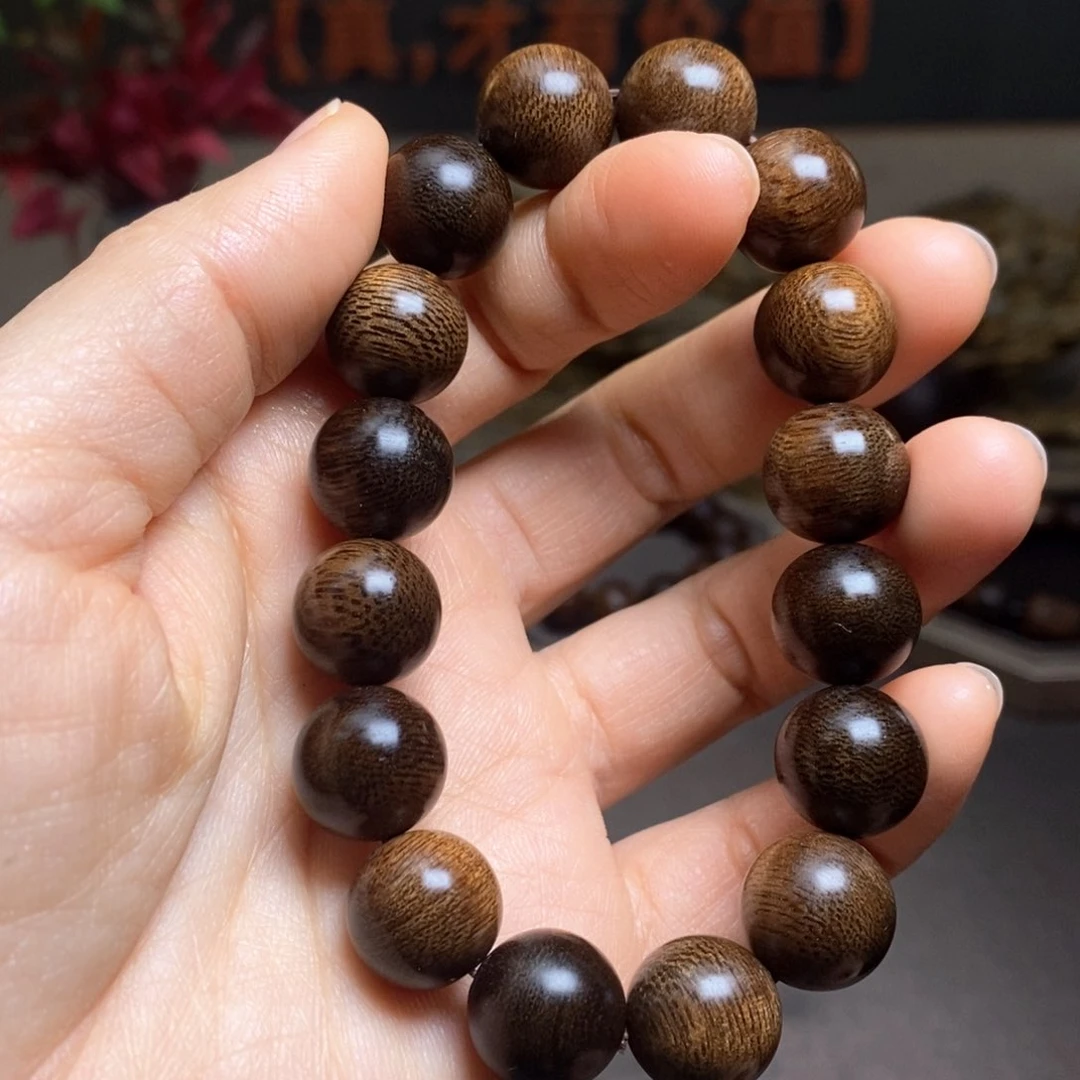 沉香手串越南芽庄紫棋玉化1.4
