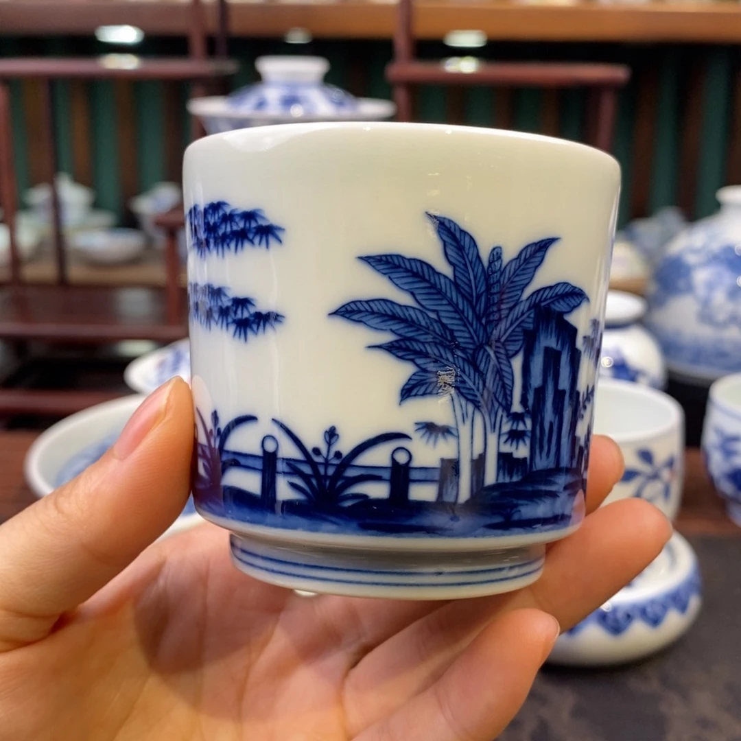 手工陶瓷芭蕉叶直筒杯