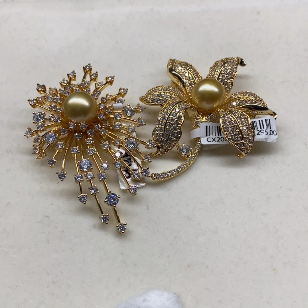 合金海水珍珠胸针