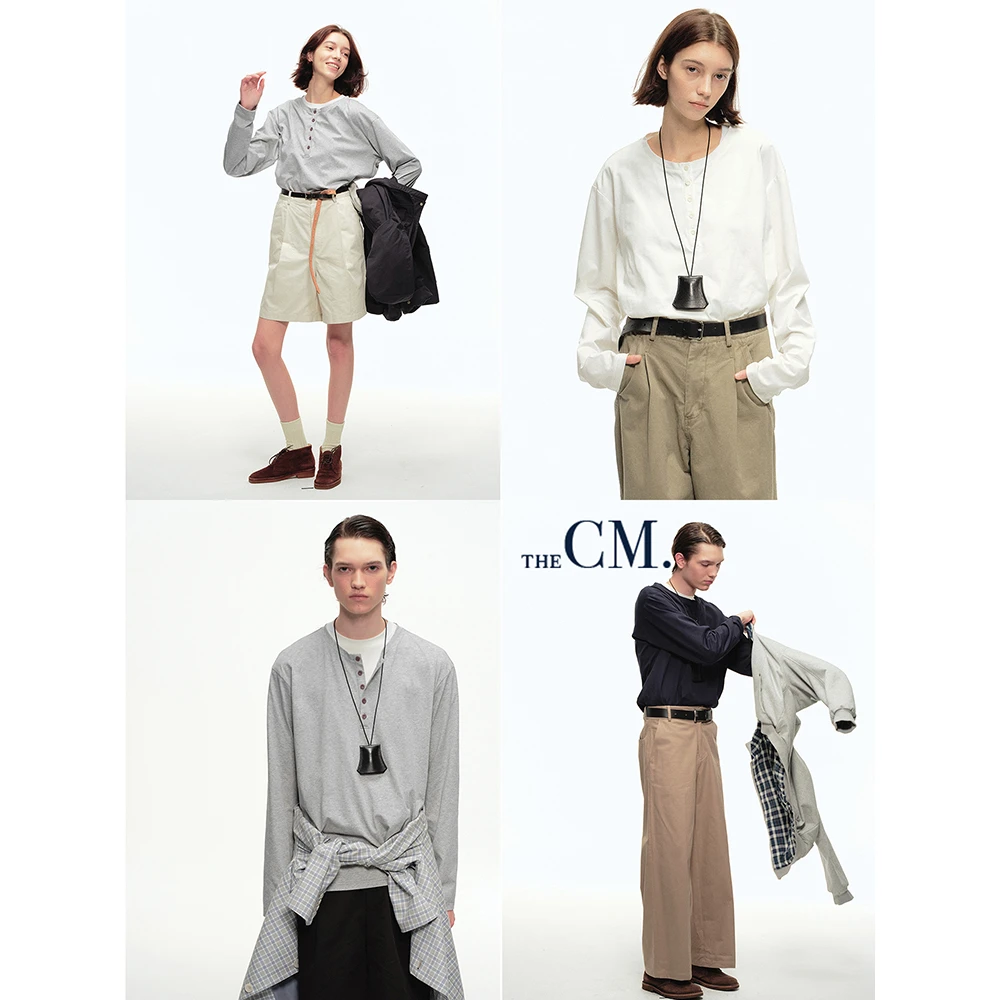 CountryMoment 260G重磅美式经典亨利领打底长袖T恤男女Cleanfit