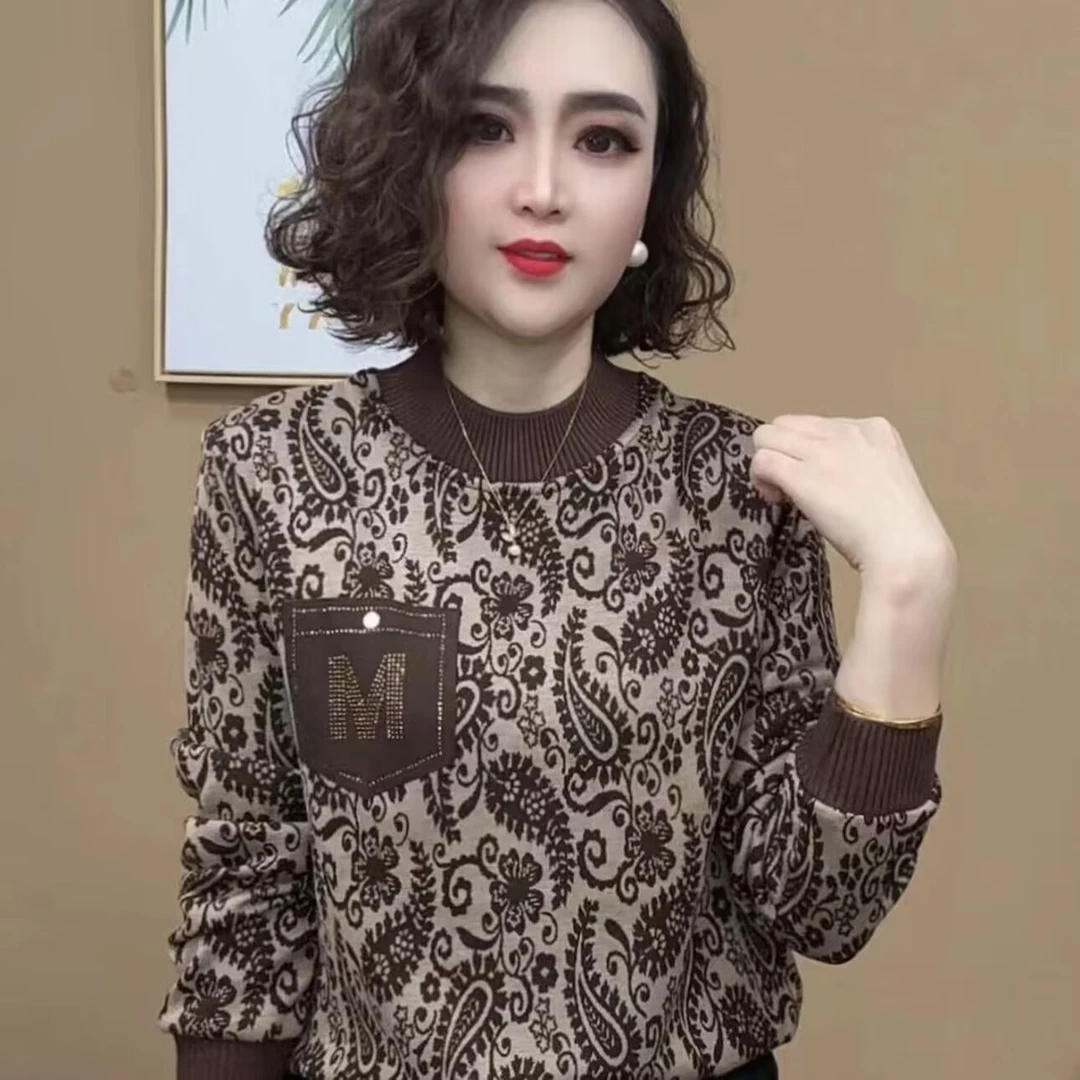 2025德绒新品时尚洋气百搭圆领气质减龄显瘦女长袖上衣#6328