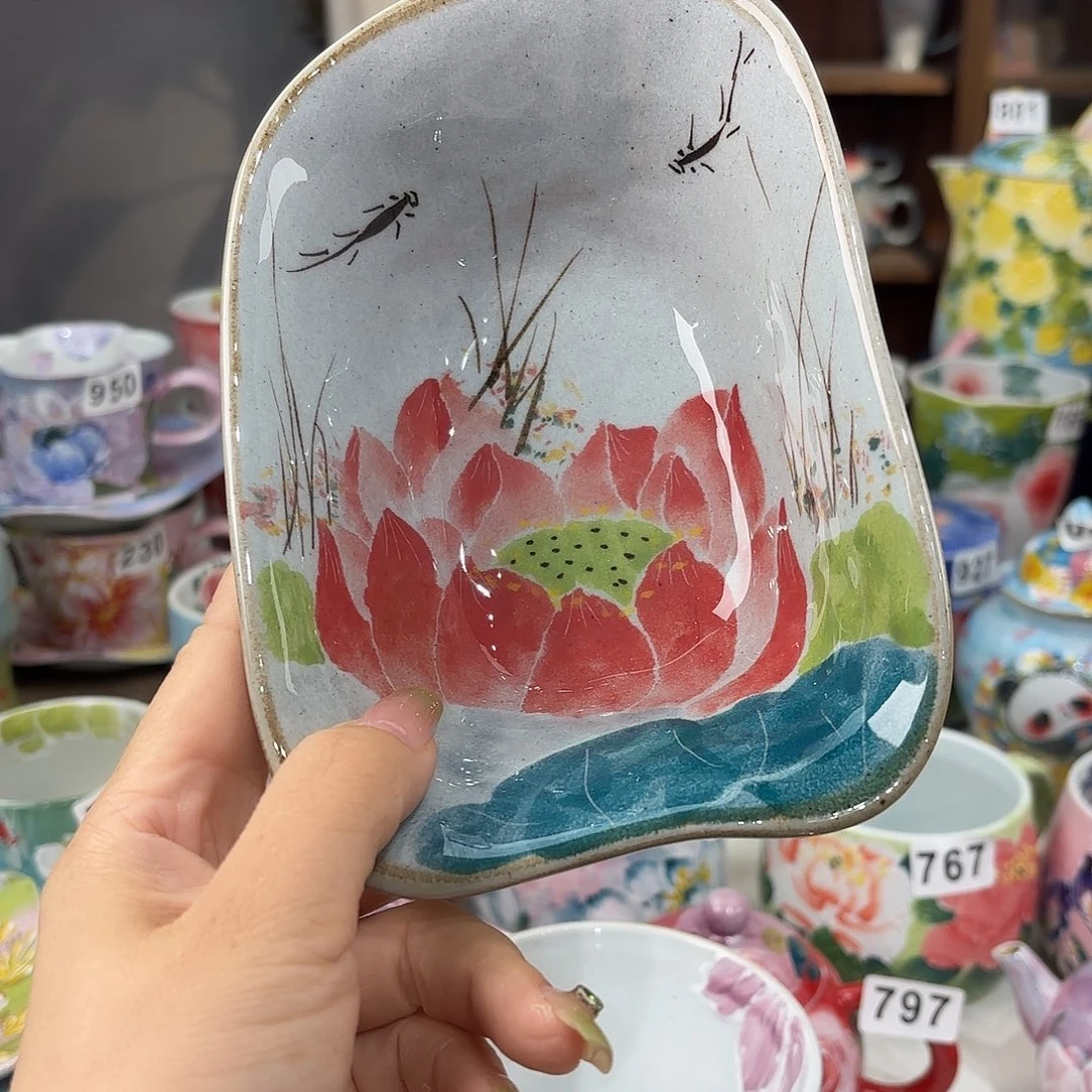 瓷片景德镇手绘高温釉下彩陶瓷茶具